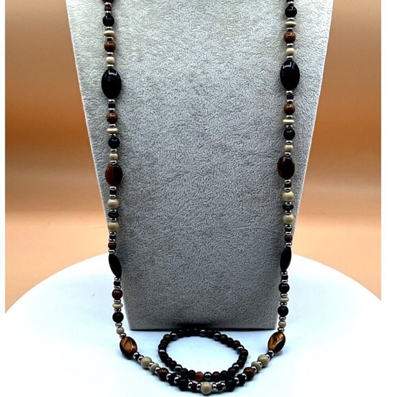 Vintage Chaps Beaded Necklace & Bracelet Set.  C23 - Picture 1 of 16
